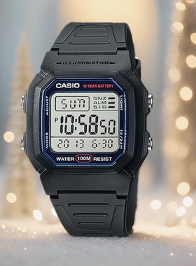 CASIO卡西欧手表黑色户外运动休闲防水男士电子表W800HG-1A 9A 3A