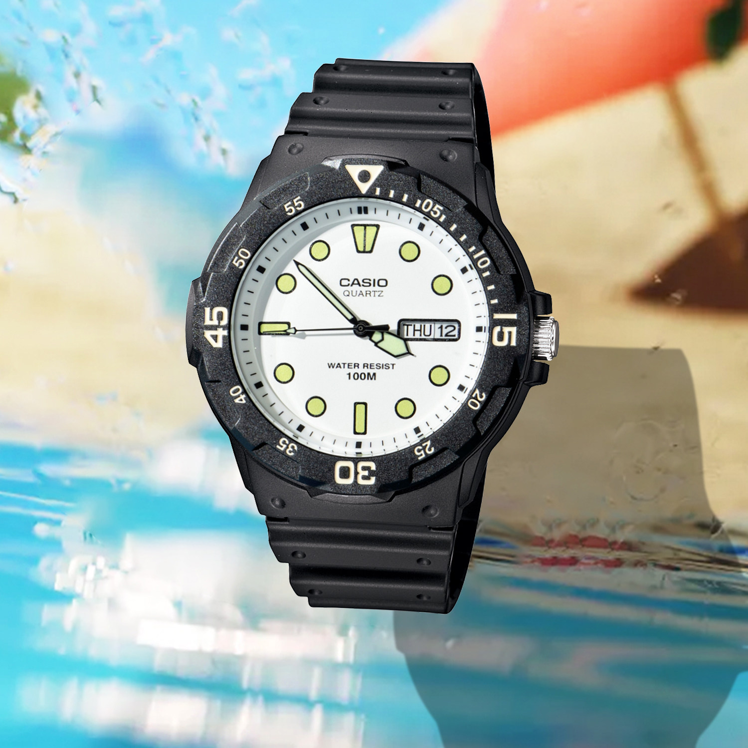 casio卡西欧男士手表黑色计时器简约mrw-200h-7e熊猫黑白配