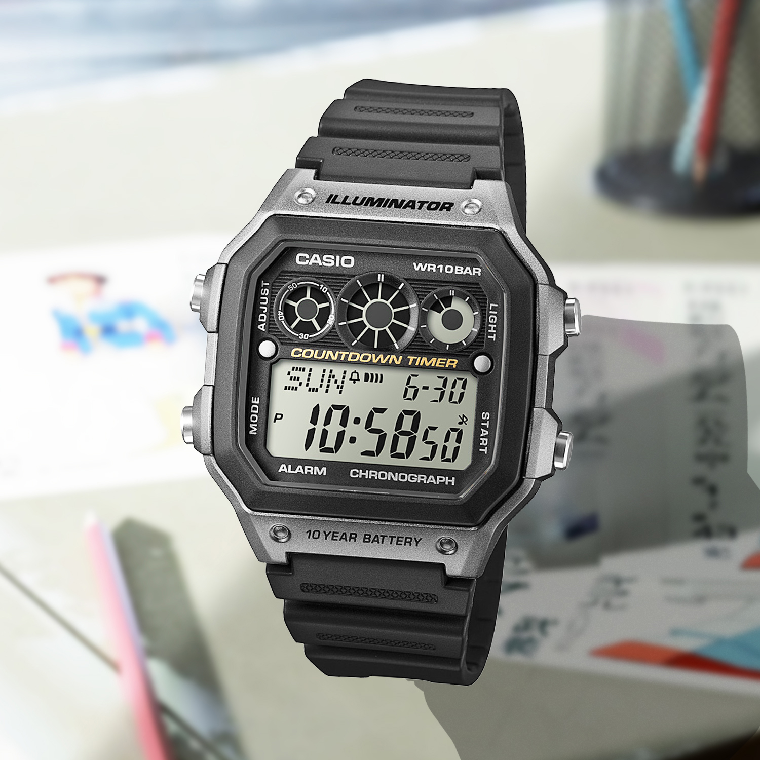卡西欧casio手表男小方块新款运动复古学生电子表AE-1300WH-8A