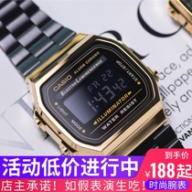 CASIO small gold watch female small square watch metal watch student male electronic watch A168WEM-1D/WEGB-1B