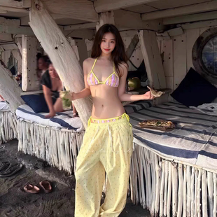 泳衣女分体性感辣妹比基尼小胸聚拢三点式 绑带海边度假风温泉泳装