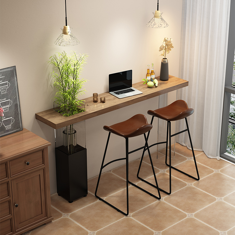 简约现代亚克力吧台桌实木家用酒吧落地窗吧台桌椅阳台高脚长条桌