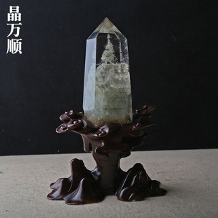 晶万顺天然绿幽灵水晶柱摆件原石原矿家居办公室桌面摆设礼品