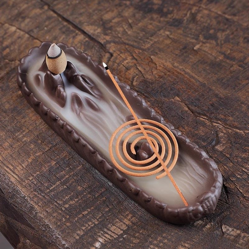 三用高山流水倒流香炉陶瓷香薰炉陶瓷香插 家用室内沉香檀香线香,家居饰品,香托/香盘/香座/香插,淘宝优惠券,粉丝福利购,淘宝优惠卷