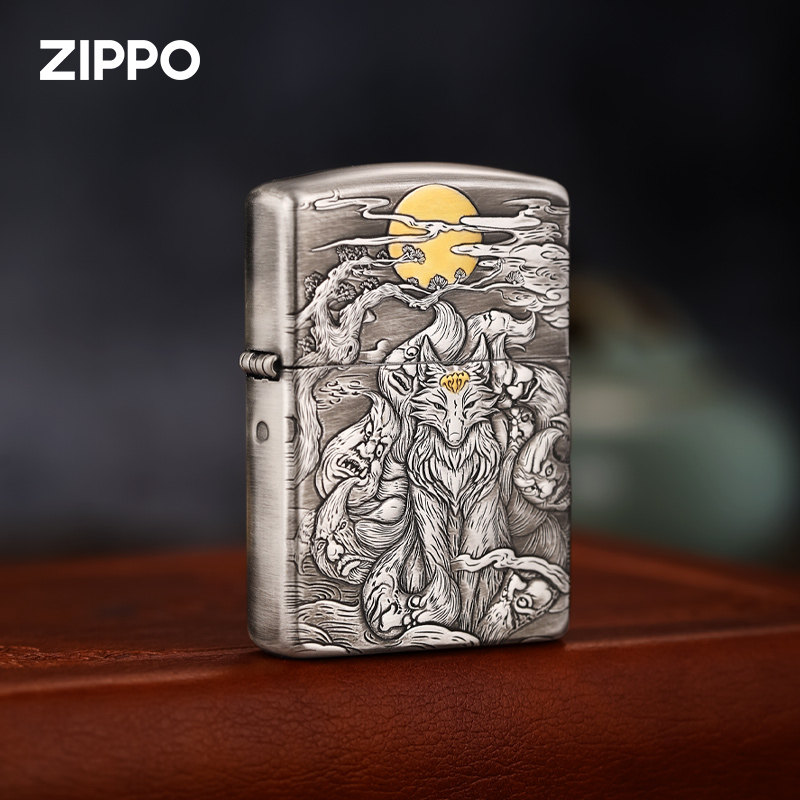 zippo浮雕九尾狐打火机