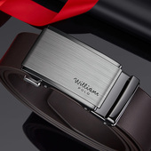 带男款 纯头层牛皮皮带男士 真皮无夹层自动扣腰带男商务棕色保罗裤