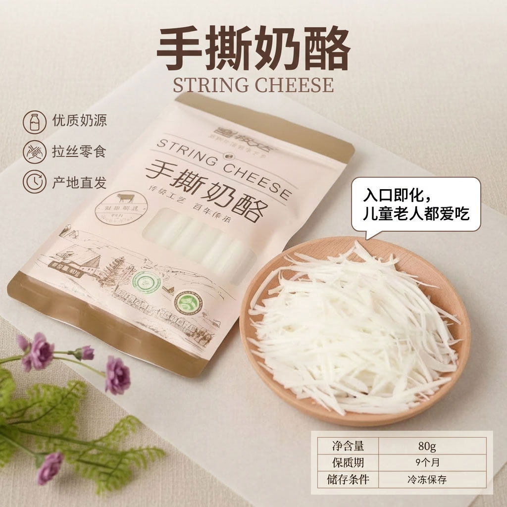 鞍达手撕奶酪原制欧式即食奶酪棒芝士条拉丝奶酪条80g干酪国产