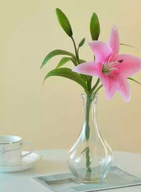 塑料百合桌面插花装饰清新小摆件