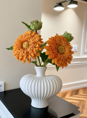 北欧风泰迪向日葵仿真花束插花室内客厅套装花艺装饰桌面茶几摆设