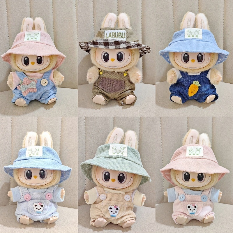 二代盲盒Labubu衣服搪胶脸挂件拉布布坐坐派对系列钥匙扣娃衣