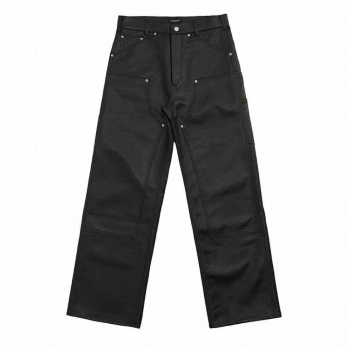 thumbnail for Now FAR Archive 25ss wookvibe leather pants with both knees Lumberjack straight-leg trousers