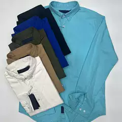 Spring, Summer and Autumn Men's Pure Cotton Long-Sleeved Shirts, Slim-Fitting Youth Business Casual Embroidered Color Label Cotton and Linen Long-Sleeved Shirts