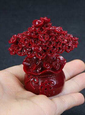 天然朱砂摇钱树发财树摆件紫金砂家用旺宅居家镇宅摆件礼品饰品