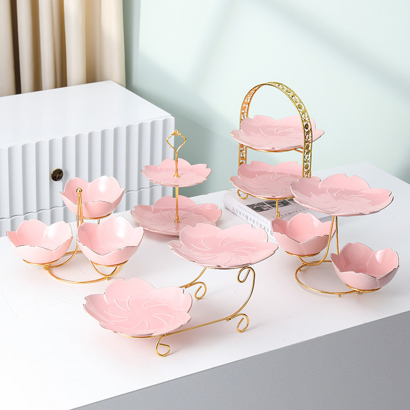 轻奢北欧多层果盘下午茶点心架结婚生日活动甜品台摆件展示架套装