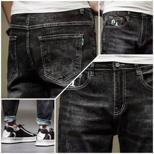 潮男裤行秋冬黑色印字休闲宽松牛仔百搭潮长裤子男DS-B357-507P60图片
