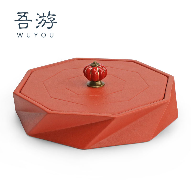 吾游干果盘结婚糖果盒陶瓷水果盘家用客厅零食瓜子分格带盖收纳盒