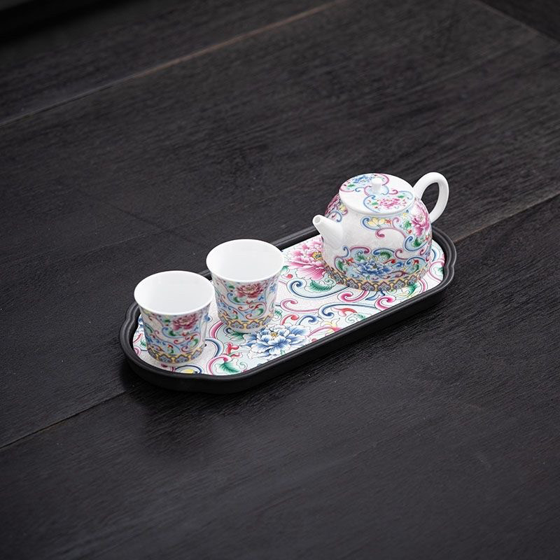 陶瓷掐丝银手工珐琅功夫贵妃茶具套装家用茶壶茶杯盖碗中式轻奢图片