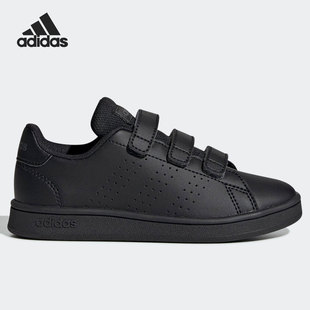 大童经典 纯黑百搭运动休闲鞋 阿迪达斯正品 板鞋 EF0222 新款 Adidas