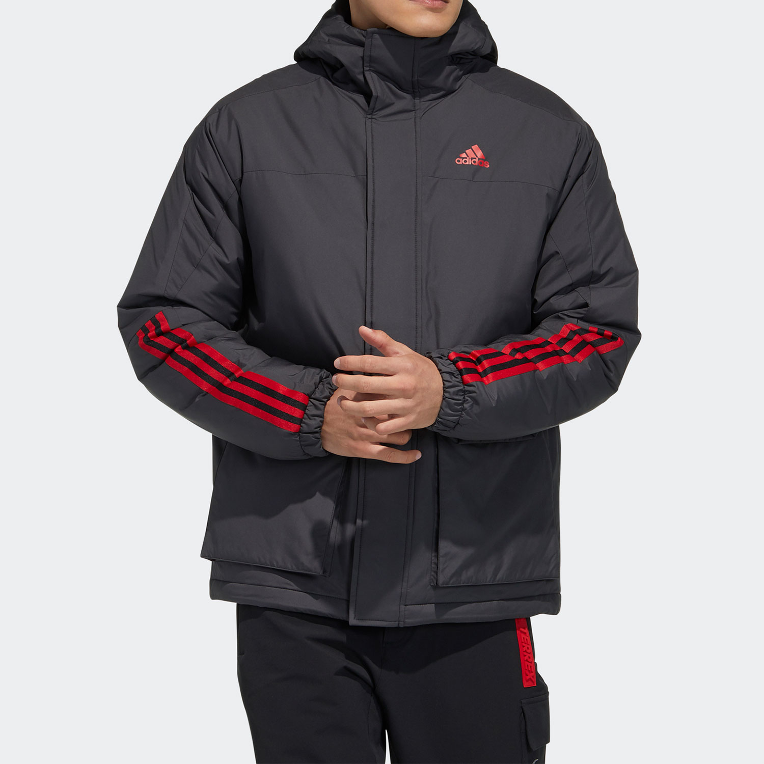 正品男子运动棉服夹克阿迪达斯