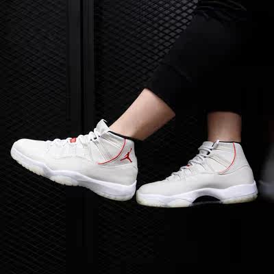 Nike/耐克正品男 AIR JORDAN AJ11大魔王白篮篮球鞋378037