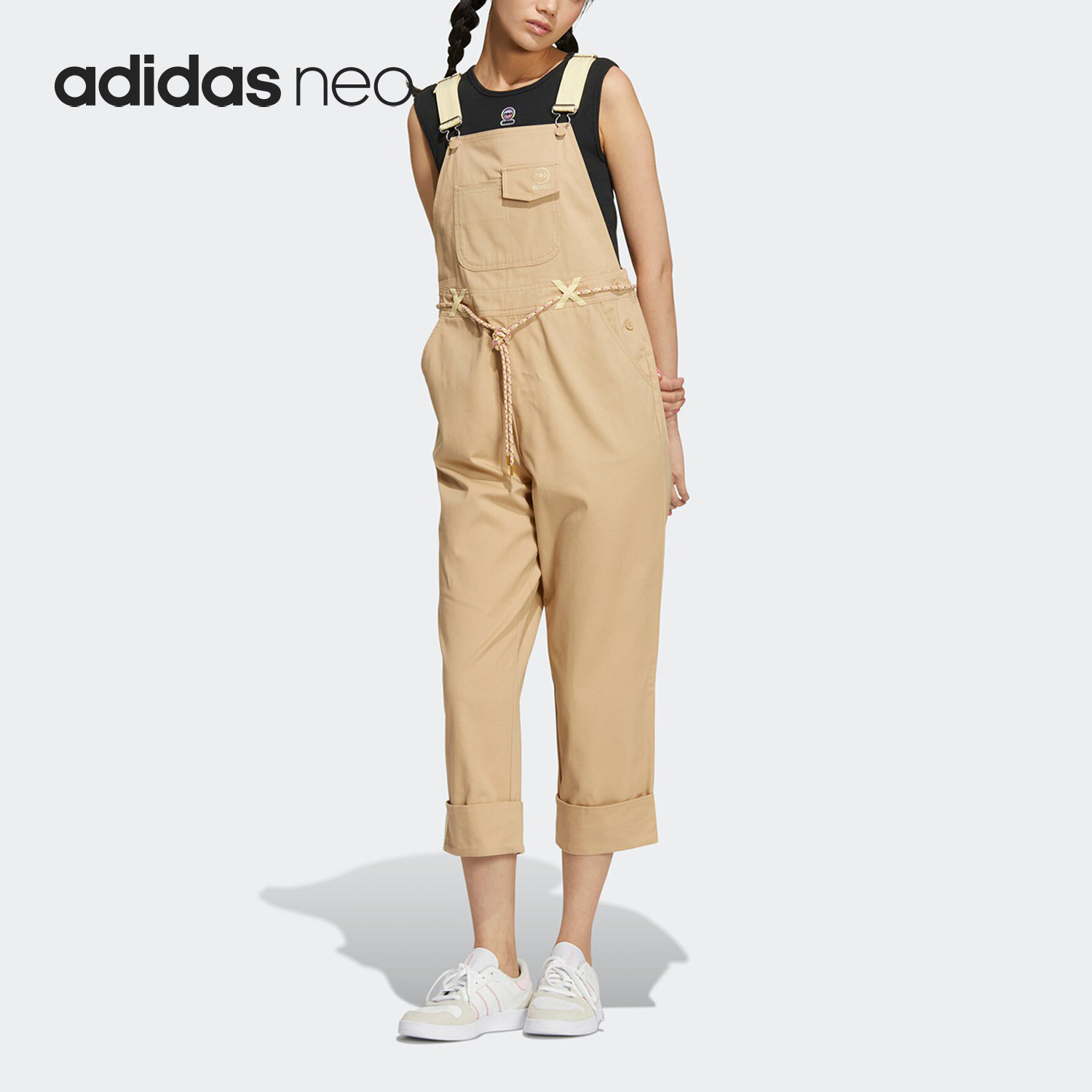 Adidas/阿迪达斯正品NEO秋季女子背带宽松运动七分裤HM2029