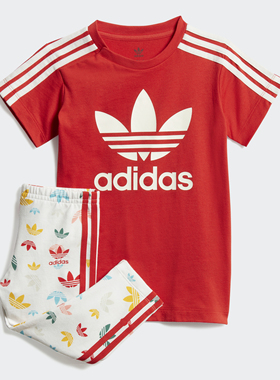 Adidas/阿迪达斯正品夏季新款三叶草女婴童短袖七分裤套装FM6726