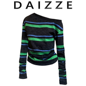 复古撞色条纹斜领套头卫衣女春宽松慵懒长袖 DAIZZE 美式 打底上衣