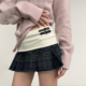 学院 Amyway 美式 复古百搭纯欲百褶裙拼接撞色格纹休闲短裙