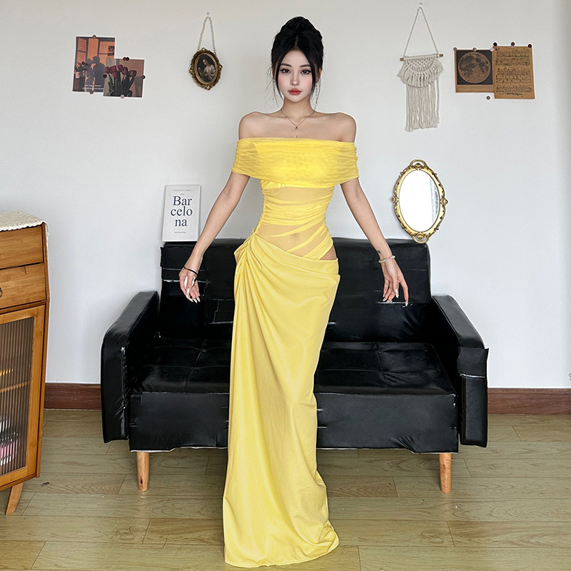 【罗马假日】多巴胺色系一字肩裙