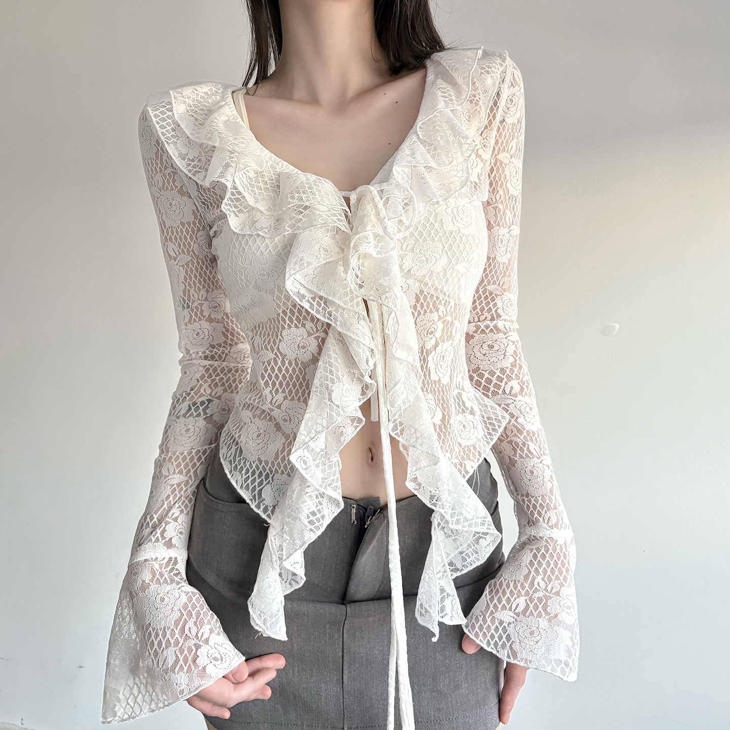 【流浪波嬉风】小众荷叶边开衫