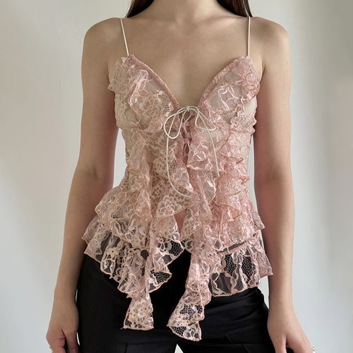 【花海浪漫】粉色系甜辣蕾丝吊带