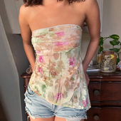 法式 Amyway 复古欧若风 少女感蕾丝抹胸浪漫系氛围感花卉吊带