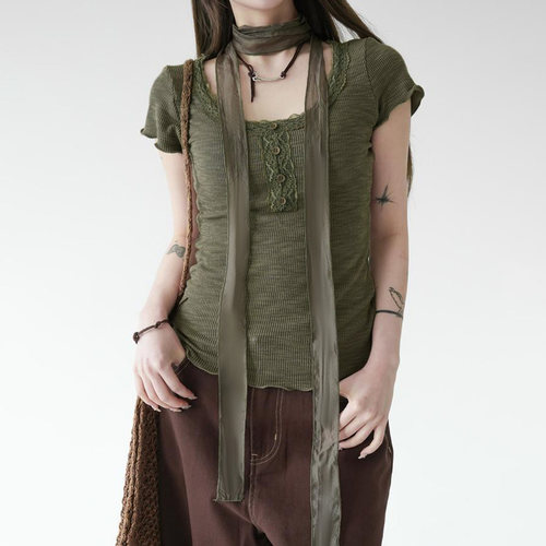 【极简主义】cheanfit蕾丝短袖T