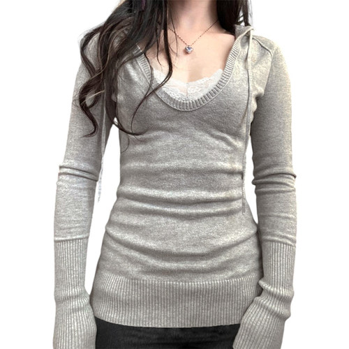 【美式复古】百搭假两件针织衫