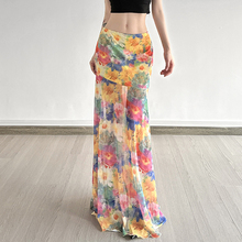 Amyway【莫奈花海】海岛油画风花卉晕染网纱半身裙女浪漫度假长裙