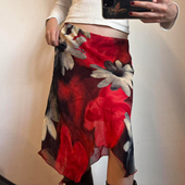 法式 Amyway 古着花卉 小众设计感印花半身裙女网纱A字包臀短裙