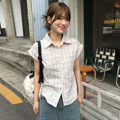 【美式辣妹】小清新感格纹短袖