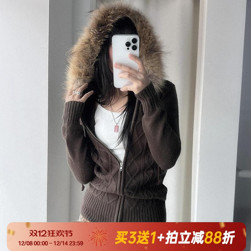 毛毛针织衫毛领氛围感外套