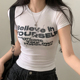 Amyway T恤小众辣妹上衣女 字母印花撞色圆领短袖 简约辣妹 美式