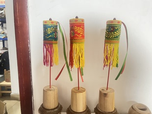 包郵 迷你直徑12小號(hào)五色裙邊飄帶含底座架子小佛寶傘供桌佛堂寶幢
