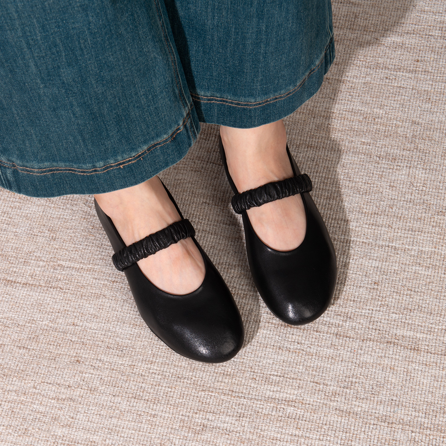 VDVC羊皮软底平底玛丽珍妈妈鞋