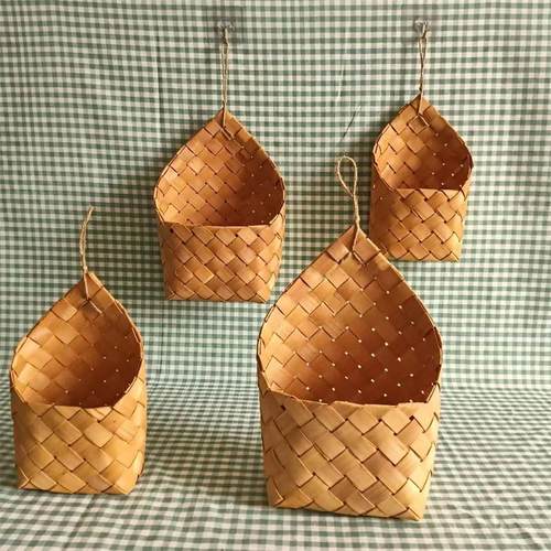 北欧编织篮复古手提绿植收纳篮