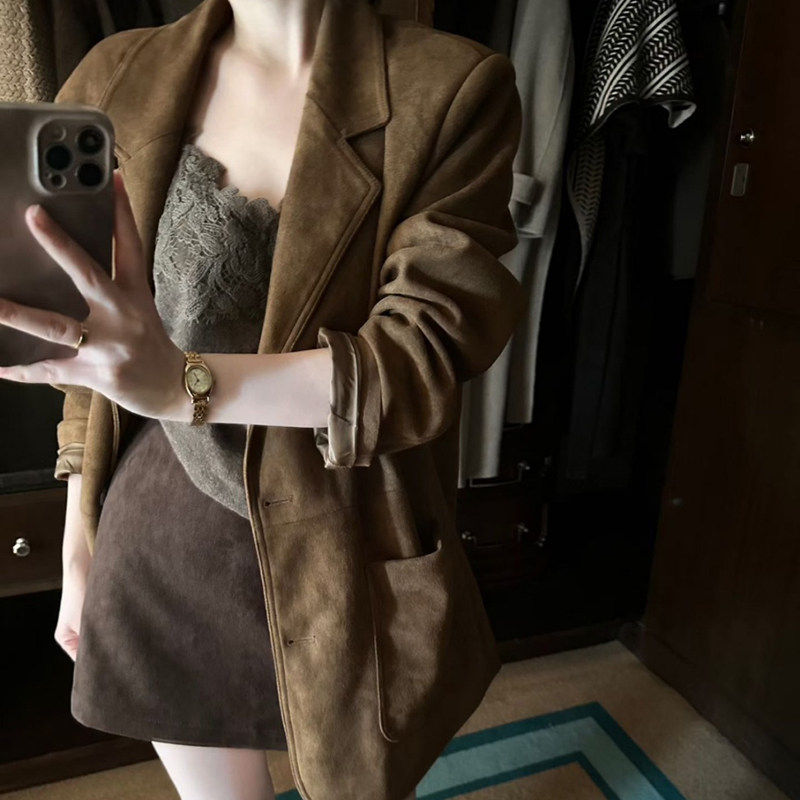 2025秋冬季皮衣西装外套蕾丝吊带背心打底衫半身裙短裙三件套装女,女装/女士精品,时尚套装,淘宝优惠券,粉丝福利购,淘宝优惠卷