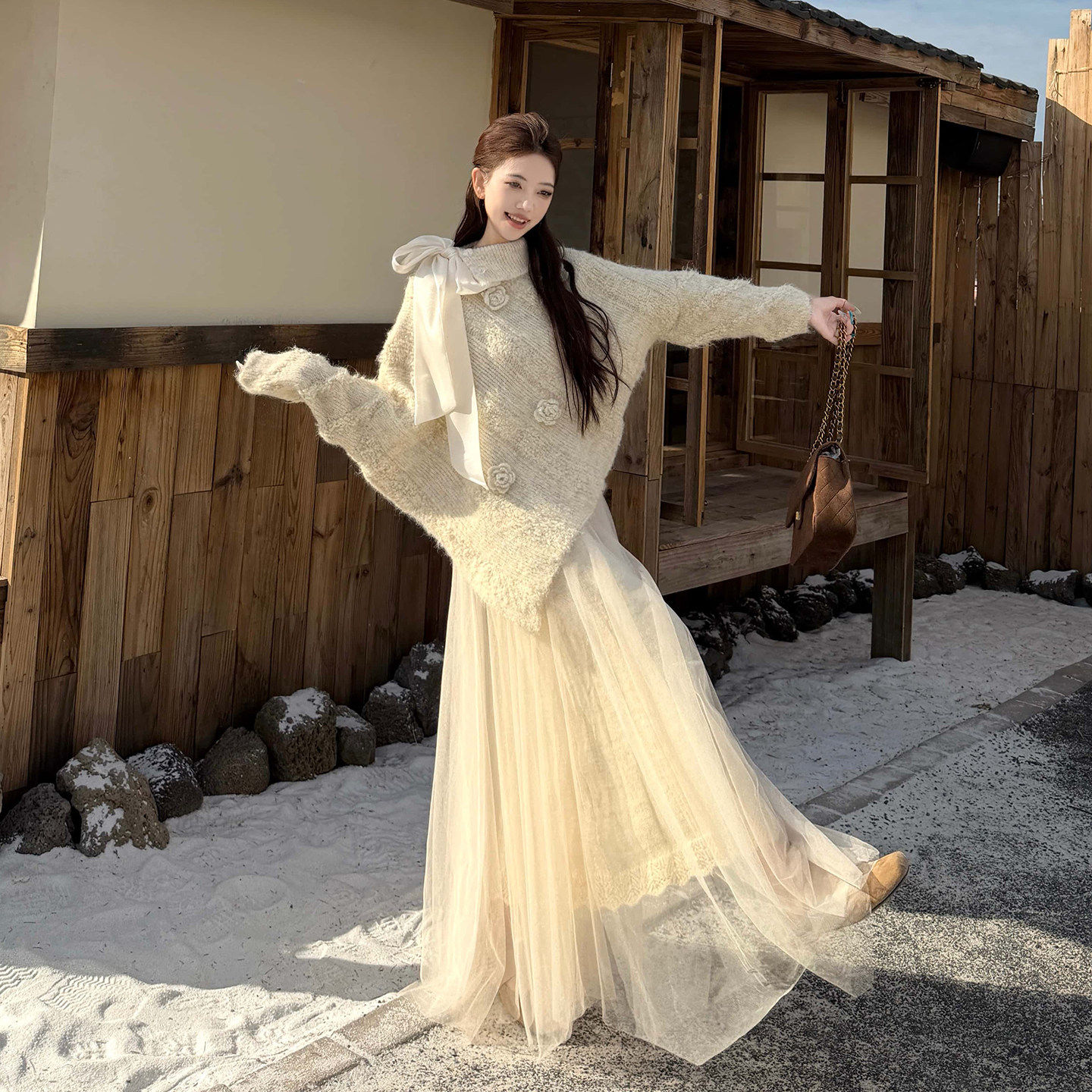 韩系巨好看冬装套装蝴蝶结毛衣网纱半身裙两件套秋冬季冷淡裙子女,女装/女士精品,时尚套装,淘宝优惠券,粉丝福利购,淘宝优惠卷