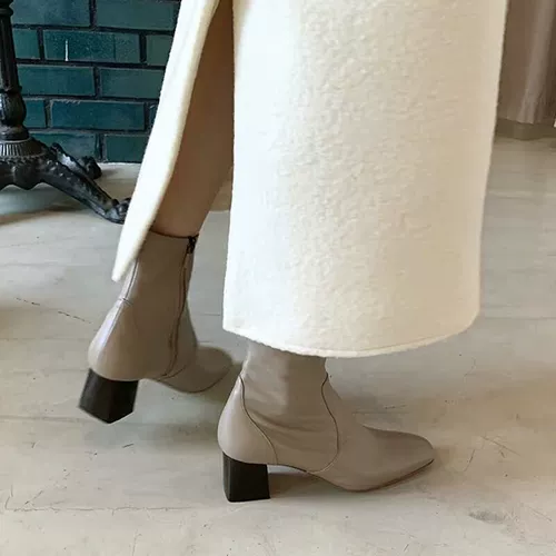 [Sheii su yinyin] мягкий и темперамент ~ корейская кожаная квадратная голова с толстыми сапогами на пятке