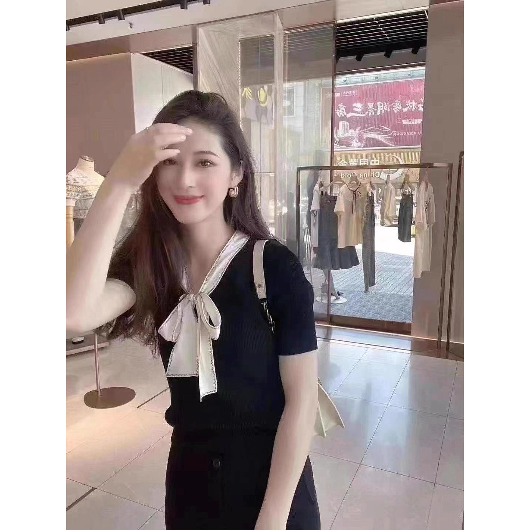 JR专柜正品2025春夏新款 v领显瘦气质薄款针织衫女上衣N12C0601