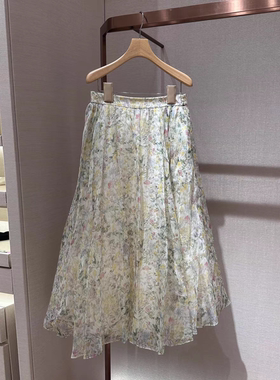 赵露思同款JR专柜正品2025夏季新款松紧腰碎花长款半身裙R124503B