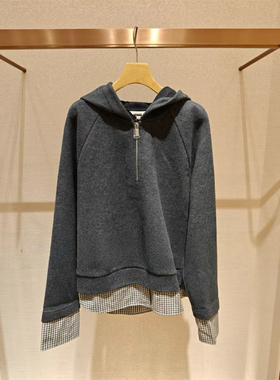 JR 专柜正品2025冬季新款 时尚宽松休闲连帽拉链针织衫女XRJ7S01C