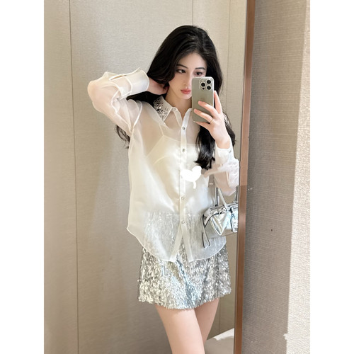 JR 专柜正品 2025年秋季新款 通勤POLO领长袖衬衫女上衣XRJ4C02D