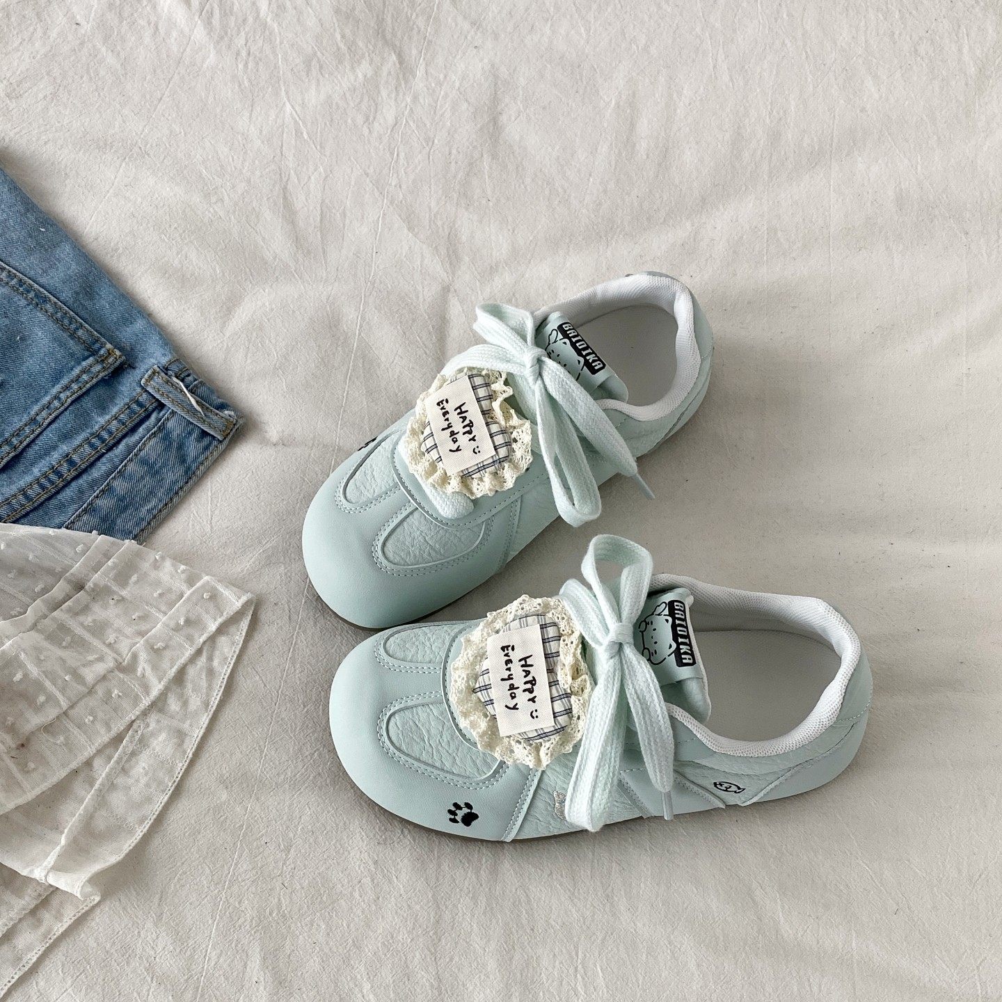 可爱绿色平底德训鞋女2026新款春季小众阿甘鞋休闲运动板鞋子,女鞋,德训鞋,淘宝优惠券,粉丝福利购,淘宝优惠卷